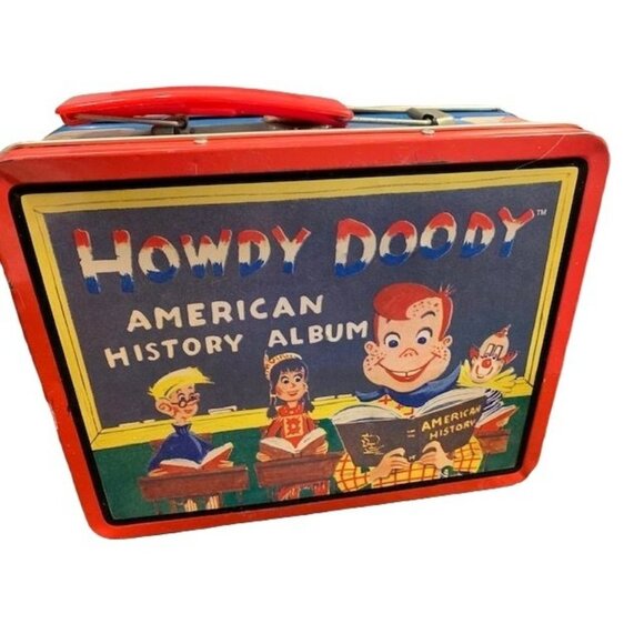 VTG 1998 "HOWDY DOODY" AMERICAN HISTORY ALBUM TIN MINI LUNCH BOX 8" x 6" x 3" - Picture 1 of 6